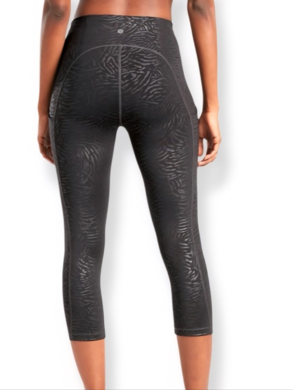 Athleta Ultimate Stash Pocket Embossed Capri Women's Small S Black Grey Athletic - Picture 2 of 12